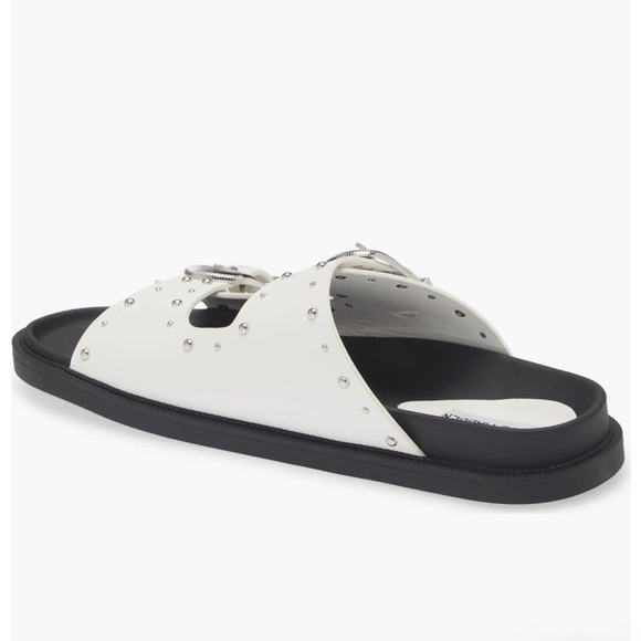 Steve Madden Connely Buckle Slide Sandal White Womens Sz 7.5 - Picture 2 of 11